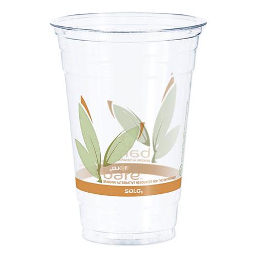 Bare Eco-Forward RPET Cold Cups 20 oz, ProPlanet Seal, Leaf Design, Clear, 50/Pack, 12 Packs/Carton. Picture 1