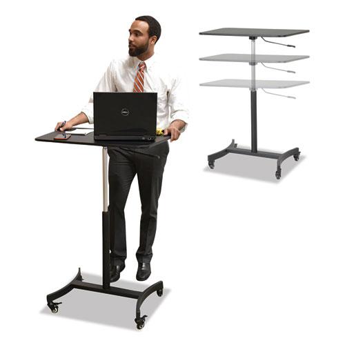 DC500 High Rise Collection Mobile Adjustable Standing Desk, 30.75" x 22" x 29" to 44", Black. Picture 2