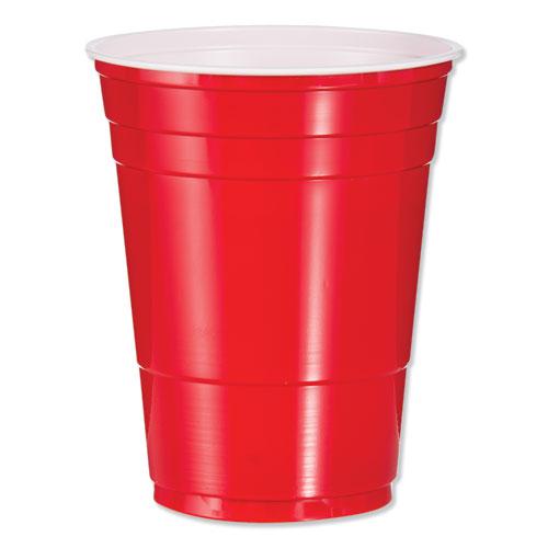 SOLO Party Plastic Cold Drink Cups, 16 oz, Red, 50/Pack. Picture 4