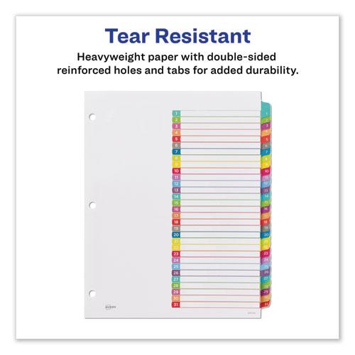 Customizable TOC Ready Index Multicolor Tab Dividers, 31-Tab, 1 to 31, 11 x 8.5, White, Contemporary Color Tabs, 1 Set. Picture 5