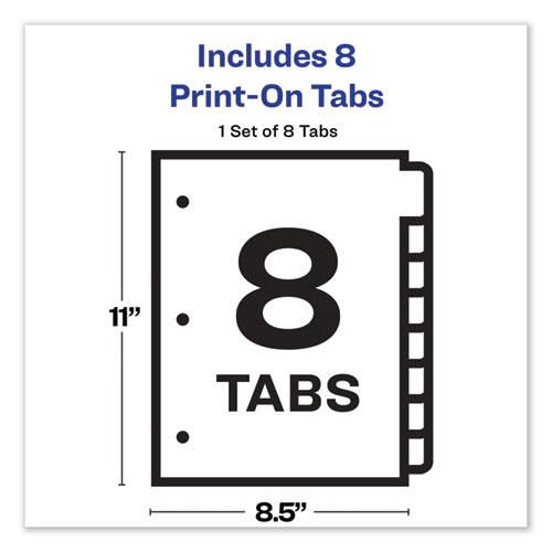 Customizable Print-On Dividers, 3-Hole Punched, 8-Tab, 11 x 8.5, White, 1 Set. Picture 4