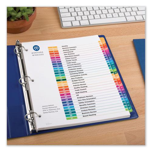Customizable Table of Contents Ready Index Dividers with Multicolor Tabs, 31-Tab, 1 to 31, 11 x 8.5, White, 1 Set. Picture 4