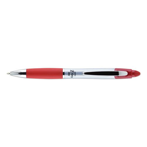 Z-Grip MAX Ballpoint Pen, Retractable, Medium 1 mm, Red Ink, Silver Barrel, 12/Pack. Picture 2