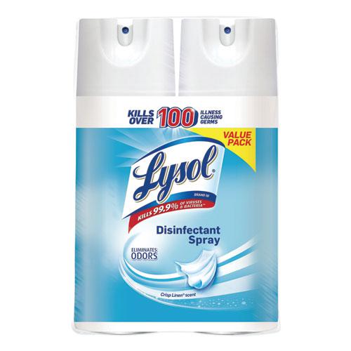 Disinfectant Spray, Crisp Linen, 12.5 oz Aerosol Spray, 2/Pack, 6 Pack/Carton. The main picture.