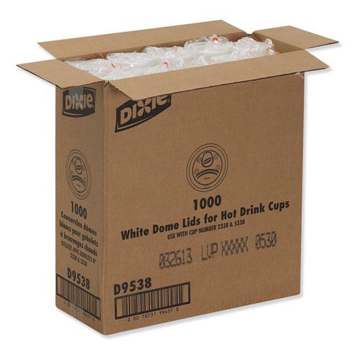 Dome Hot Drink Lids, Fits 8 oz Cups, White, 100/Sleeve, 10 Sleeves/Carton. Picture 5