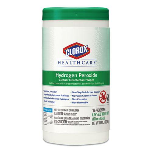 Hydrogen Peroxide Cleaner Disinfectant Wipes, 5.75 x 6.75, Unscented, White, 155/Canister, 6 Canisters/Carton. Picture 2