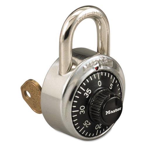 Combination Stainless Steel Padlock, 1.87" Wide, Black/Silver. Picture 1