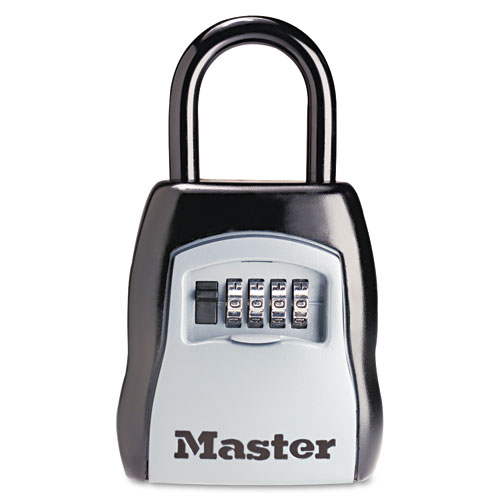 Locking Combination 5 Key Steel Box, 3.25" Wide, Black/Silver. Picture 1