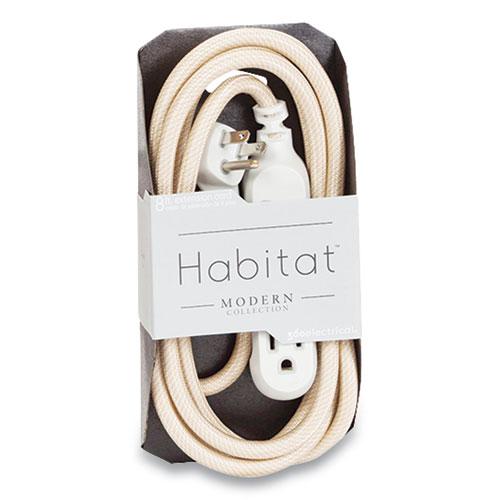 Habitat Accent Collection Braided AC Extension Cord, 8 ft, 13 A, Gold. The main picture.