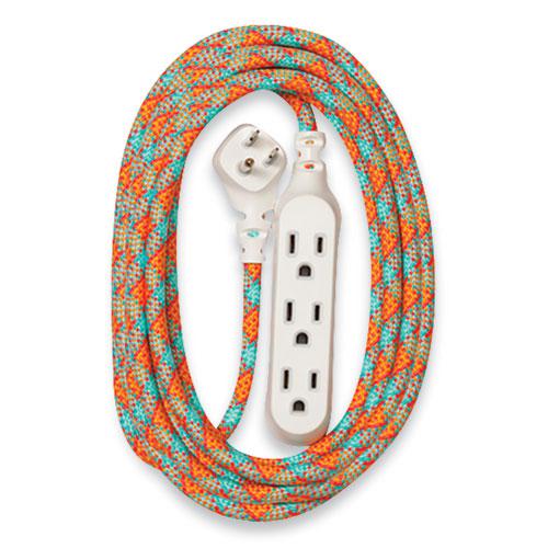 Habitat Accent Collection Braided AC Extension Cord, 8 ft, 13 A, Poppy Fields. The main picture.