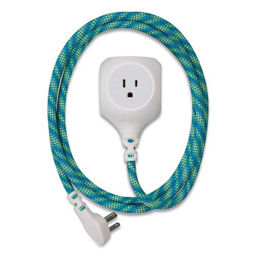 Habitat Accent Collection Braided AC/USB Extension Cord, 6 ft, 13 A, Mint Julep. Picture 1