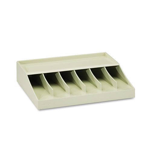 Bill Strap Rack, 6 Compartments, 10.63 x 8.31 x 2.31, ABS Thermoplastic, Putty. The main picture.