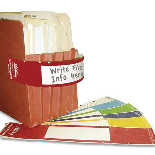 File Pocket Handles, 9.63 x 2, Red/White, 4/Sheet, 12 Sheets/Pack. Picture 1