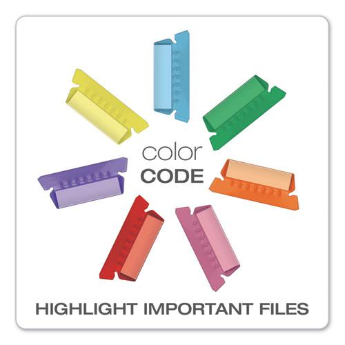 Transparent Colored Tabs For Hanging File Folders, 1/5-Cut, Blue, 2" Wide, 25/Pack. Picture 2