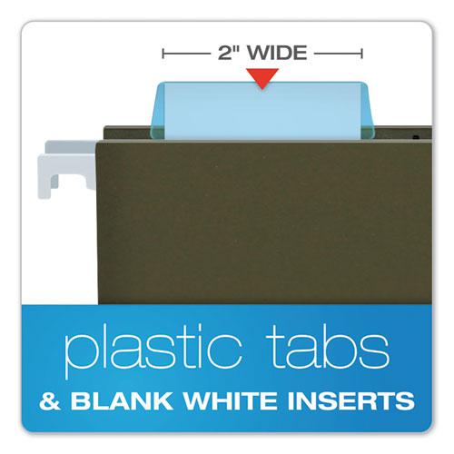 Transparent Colored Tabs For Hanging File Folders, 1/5-Cut, Blue, 2" Wide, 25/Pack. Picture 6