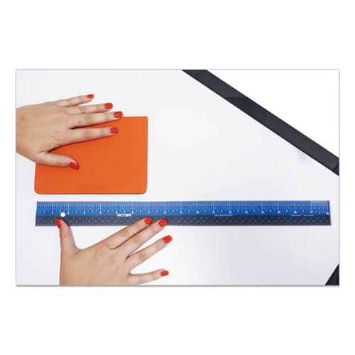 Easy Read Stainless Steel Ruler, Standard/Metric, 18".25 Long, Blue. Picture 2