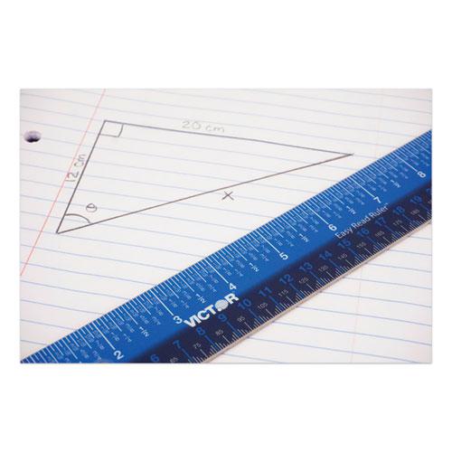 Easy Read Stainless Steel Ruler, Standard/Metric, 12".5 Long, Blue. Picture 2