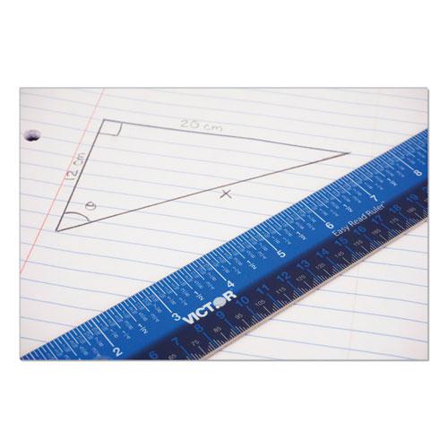 Easy Read Stainless Steel Ruler, Standard/Metric, 18".25 Long, Blue. Picture 3