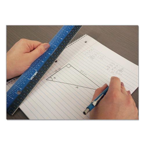 Easy Read Stainless Steel Ruler, Standard/Metric, 12".5 Long, Blue. Picture 5