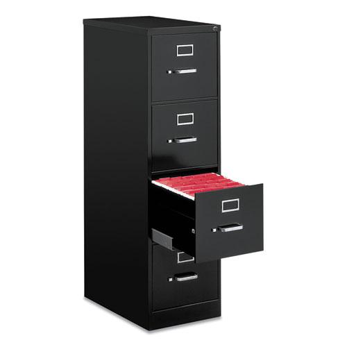Economy Vertical File, 4 Letter-Size File Drawers, Black, 15" x 25" x 52". Picture 2