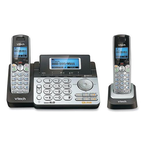 DS6151-2 Two-Handset Two-Line Cordless Phone with Answering System, Black/Silver. Picture 1