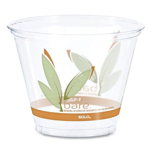 Bare Eco-Forward RPET Cold Cups, ProPlanet Seal, 9 oz, Leaf Design, Clear/Green/Orange, 1,000/Carton. Picture 1