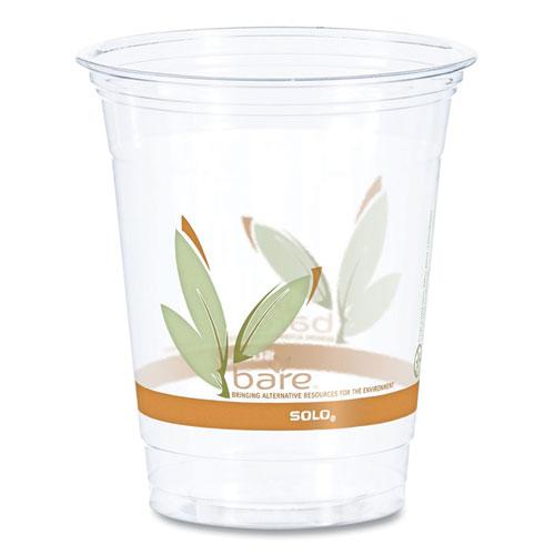 Bare Eco-Forward RPET Cold Cups, ProPlanet Seal, 12 oz to 14 oz, Leaf Design, Clear, Squat, 50/Pack, 20 Packs/Carton. Picture 1