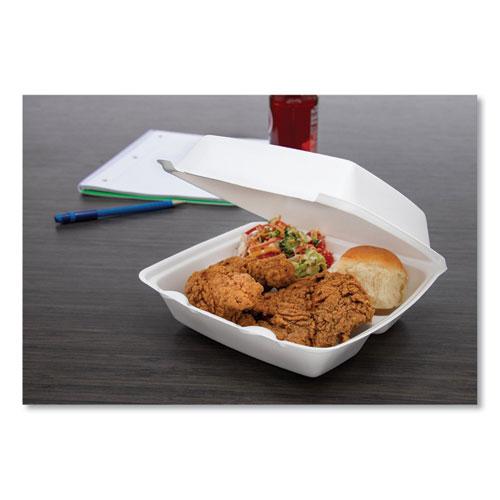 Foam Hinged Lid Containers, 3-Compartment, 8.38 x 7.78 x 3.25, 200/Carton. Picture 3