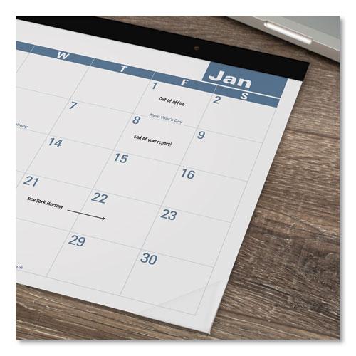 Easy-to-Read Monthly Desk Pad, 22 x 17, White/Blue Sheets, Black Binding, Clear Corners, 12-Month (Jan to Dec): 2024. Picture 3