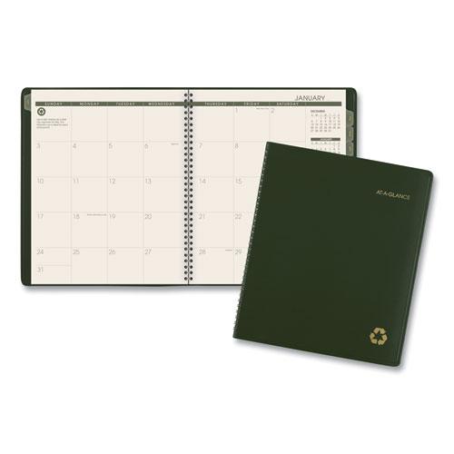 Recycled Monthly Planner, 11 x 9, Green Cover, 13-Month (Jan to Jan): 2024 to 2025. Picture 1