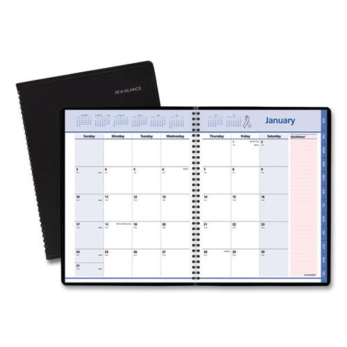 QuickNotes Special Edition Monthly Planner, 11 x 8.25, Black/Pink Cover, 12-Month (Jan to Dec): 2024. Picture 1