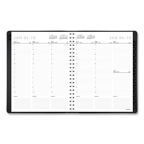 Contemporary Weekly/Monthly Planner, Vertical-Column Format, 11 x 8.25, Black Cover, 12-Month (Jan to Dec): 2024. Picture 2