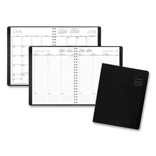 Contemporary Weekly/Monthly Planner, Vertical-Column Format, 11 x 8.25, Black Cover, 12-Month (Jan to Dec): 2024. Picture 1