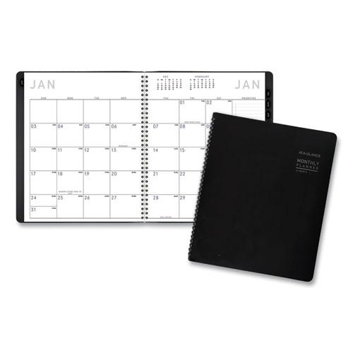 Contemporary Monthly Planner, Premium Paper, 11 x 9, Black Cover, 12-Month (Jan to Dec): 2024. Picture 1