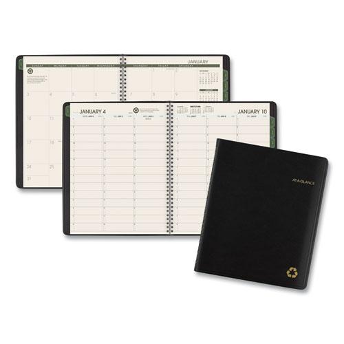 Recycled Weekly Vertical-Column Format Appointment Book, 8.75 x 7, Black Cover, 12-Month (Jan to Dec): 2024. Picture 1