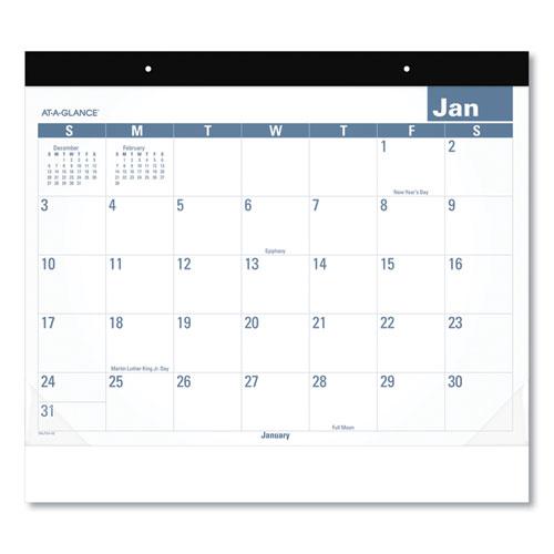 Easy-to-Read Monthly Desk Pad, 22 x 17, White/Blue Sheets, Black Binding, Clear Corners, 12-Month (Jan to Dec): 2024. Picture 1