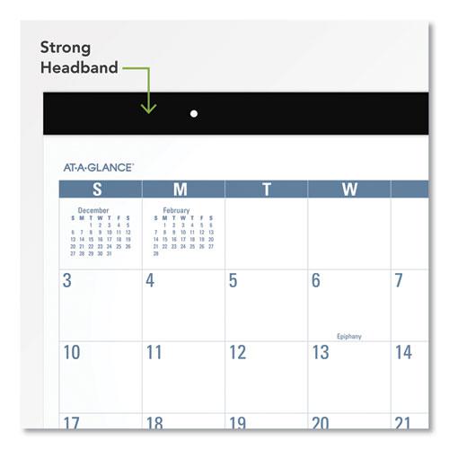 Easy-to-Read Monthly Desk Pad, 22 x 17, White/Blue Sheets, Black Binding, Clear Corners, 12-Month (Jan to Dec): 2024. Picture 2