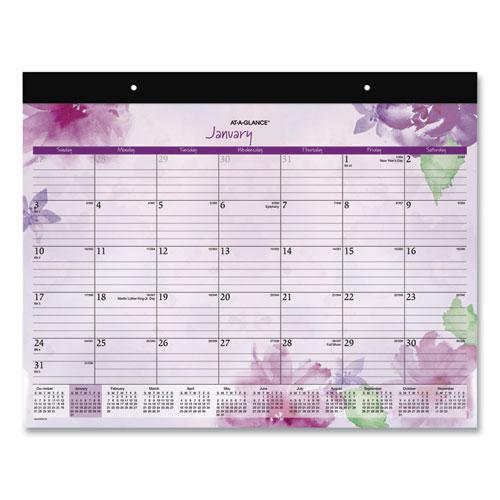 Beautiful Day Desk Pad Calendar, Floral Artwork, 21.75 x 17, Assorted Color Sheets, Black Binding, 12-Month (Jan-Dec): 2024. Picture 1