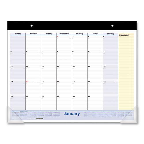 QuickNotes Desk Pad, 22 x 17, White/Blue/Yellow Sheets, Black Binding, Clear Corners, 13-Month (Jan to Jan): 2024 to 2025. Picture 1