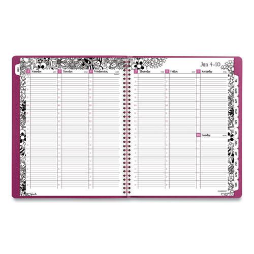 Floradoodle Weekly/Monthly Professional Planner, Adult Coloring Artwork, 11 x 8.5, Black/White Cover, 12-Month (Jan-Dec):2024. Picture 2