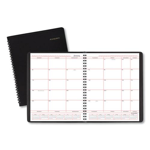 Monthly Planner in Business Week Format, 10 x 8, Black Cover, 12-Month (Jan to Dec): 2024. Picture 1
