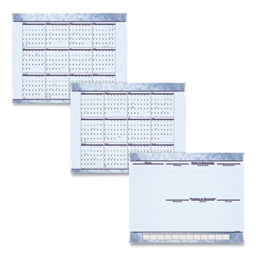 Slate Blue Desk Pad, 22 x 17, Blue Sheets, Clear Corners, 12-Month (Jan to Dec): 2024. Picture 4