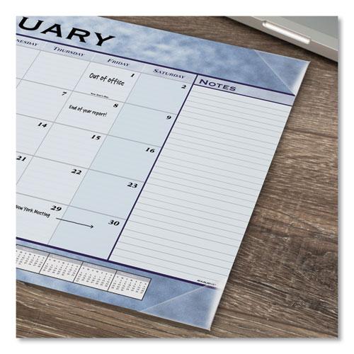 Slate Blue Desk Pad, 22 x 17, Blue Sheets, Clear Corners, 12-Month (Jan to Dec): 2024. Picture 3