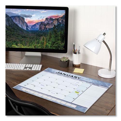 Slate Blue Desk Pad, 22 x 17, Blue Sheets, Clear Corners, 12-Month (Jan to Dec): 2024. Picture 2