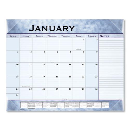 Slate Blue Desk Pad, 22 x 17, Blue Sheets, Clear Corners, 12-Month (Jan to Dec): 2024. Picture 1