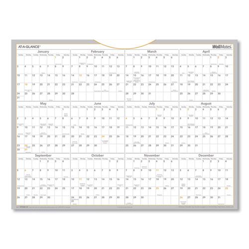 WallMates Self-Adhesive Dry Erase Yearly Planning Surfaces, 24 x 18, White/Gray/Orange Sheets, 12-Month (Jan to Dec): 2024. Picture 1