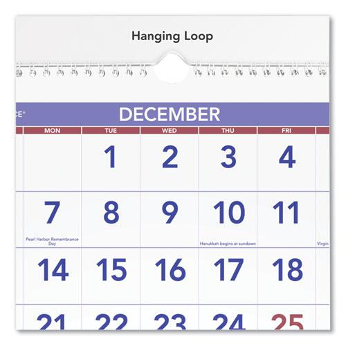 Deluxe Three-Month Reference Wall Calendar, Vertical Orientation, 12 x 27, White Sheets, 14-Month (Dec to Jan): 2023 to 2025. Picture 2