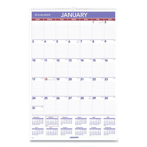 Monthly Wall Calendar with Ruled Daily Blocks, 20 x 30, White Sheets, 12-Month (Jan to Dec): 2024. Picture 1
