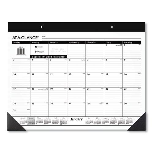 Monthly Refillable Desk Pad, 22 x 17, White Sheets, Black Binding, Black Corners, 12-Month (Jan to Dec): 2024. Picture 1
