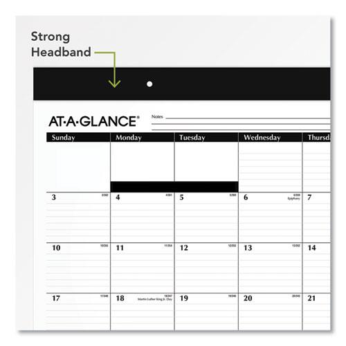 Monthly Refillable Desk Pad, 22 x 17, White Sheets, Black Binding, Black Corners, 12-Month (Jan to Dec): 2024. Picture 2